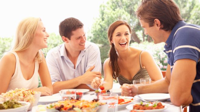 Friends eating lunch istock
